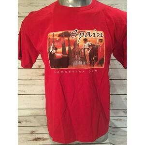 Spain Norwegian Cruise Lines Travel Souvenir Bull Fight Cathedral Dance TShirt L